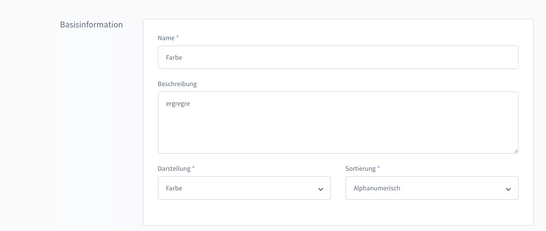 Eigenschaften Gruppen in Shopware 6
