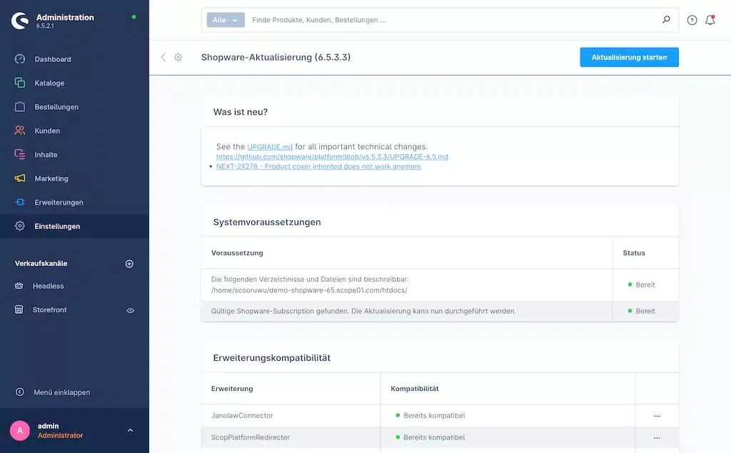 Shopware update from version 5 to 6