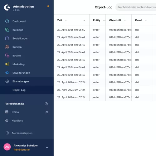Shopware Plugin Objekt Logger